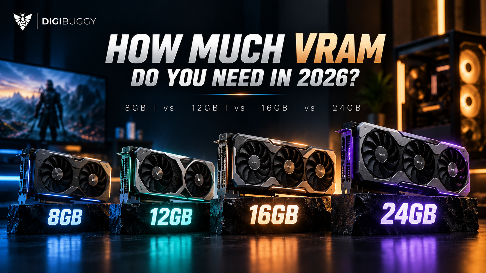 8GB vs 12GB vs 16GB vs 24GB VRAM comparison for GPUs in 2026
