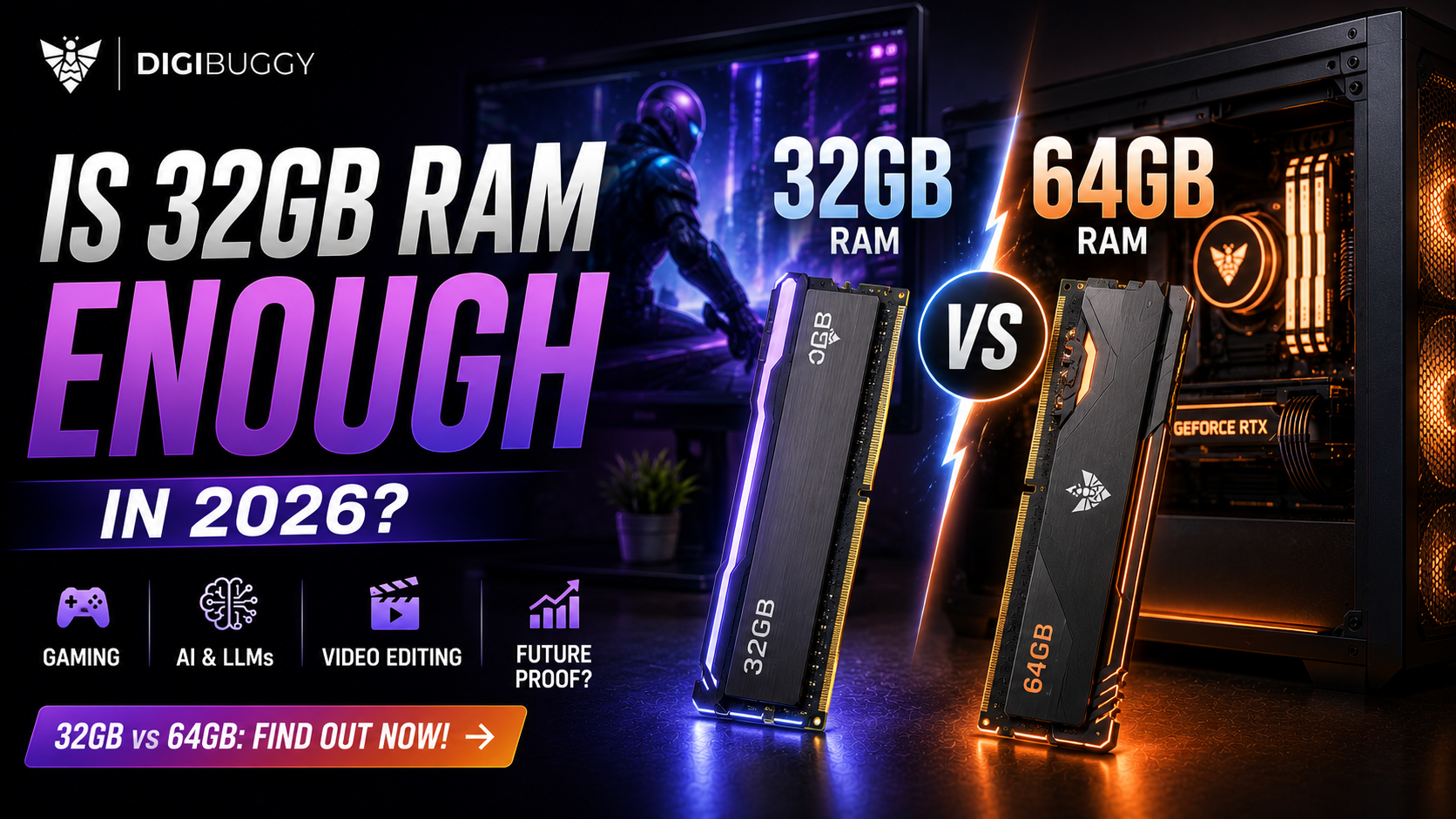 Is 32GB RAM enough in 2026? 32GB vs 64GB RAM for gaming, AI and PC builds
