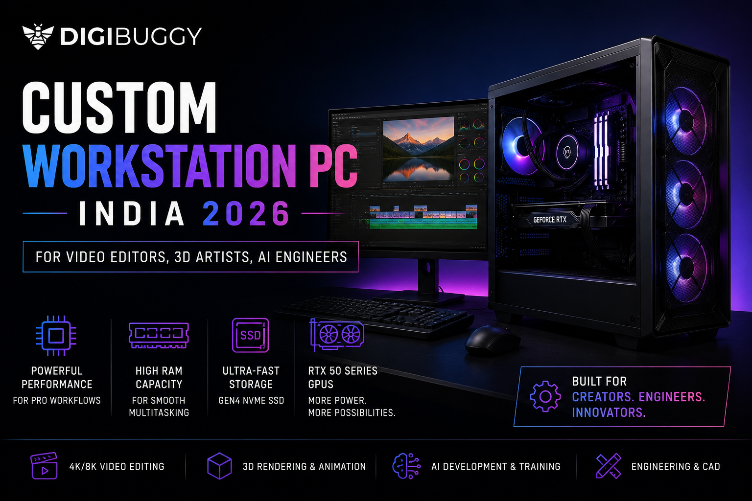 Custom Workstation PC India 2026 | For Video Editors, 3D Artists, AI Engineers